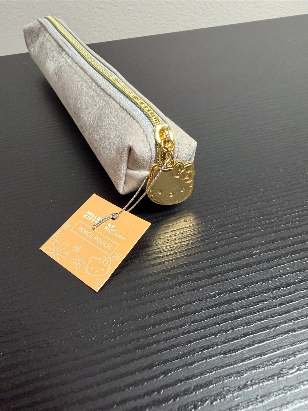 NWT Erin Condren Hello Kitty Velvet Pencil Pouch with Gold Charm